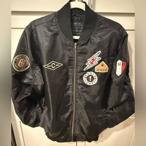 Vintage Bleecker & Mercer Lightweight Shell Bomber Jacket|Men’s L Military Patch